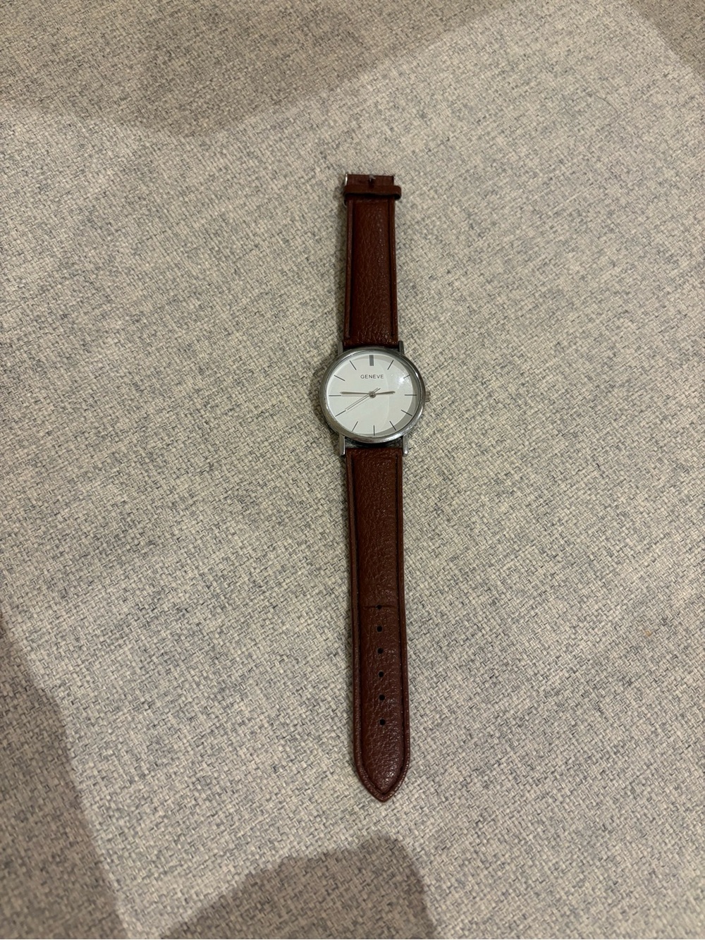 Stainless Steel Brown Leather Strap Watch